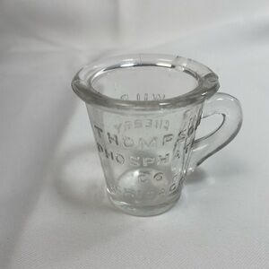 Thompson Phosphate Co Chicago Vintage Glass Mini Shot Cup Pitcher 2" Wild Cherry